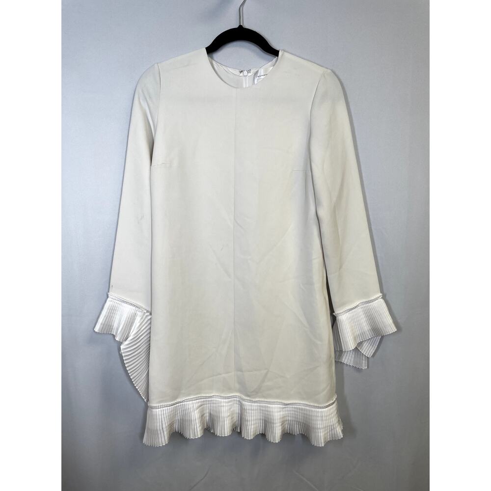 VICTORIA BECKHAM Pleat Detail Shift Dress A-Line Mini in White Size 4 $525